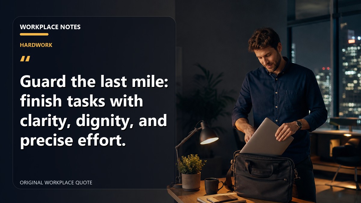 Guard the last mile: finish tasks with clarity, dignity, and precise effort.