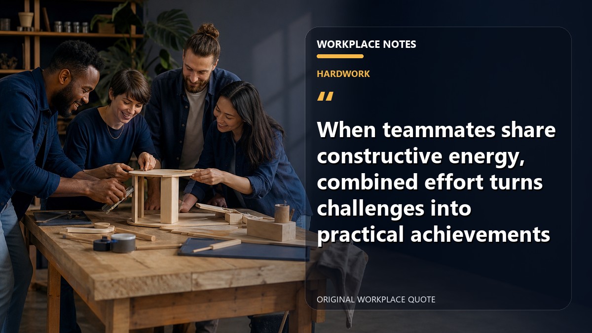 When teammates share constructive energy, combined effort turns challenges into practical achievements