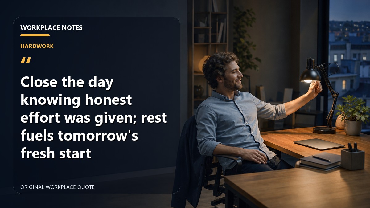 Close the day knowing honest effort was given; rest fuels tomorrow's fresh start
