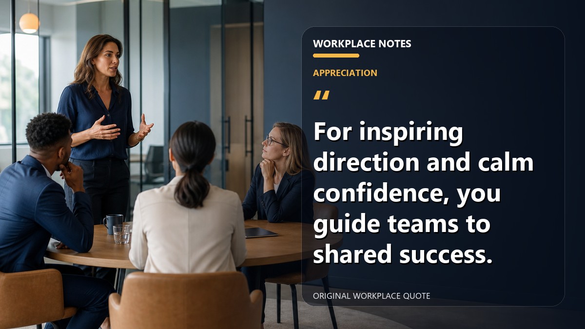 For inspiring direction and calm confidence, you guide teams to shared success.