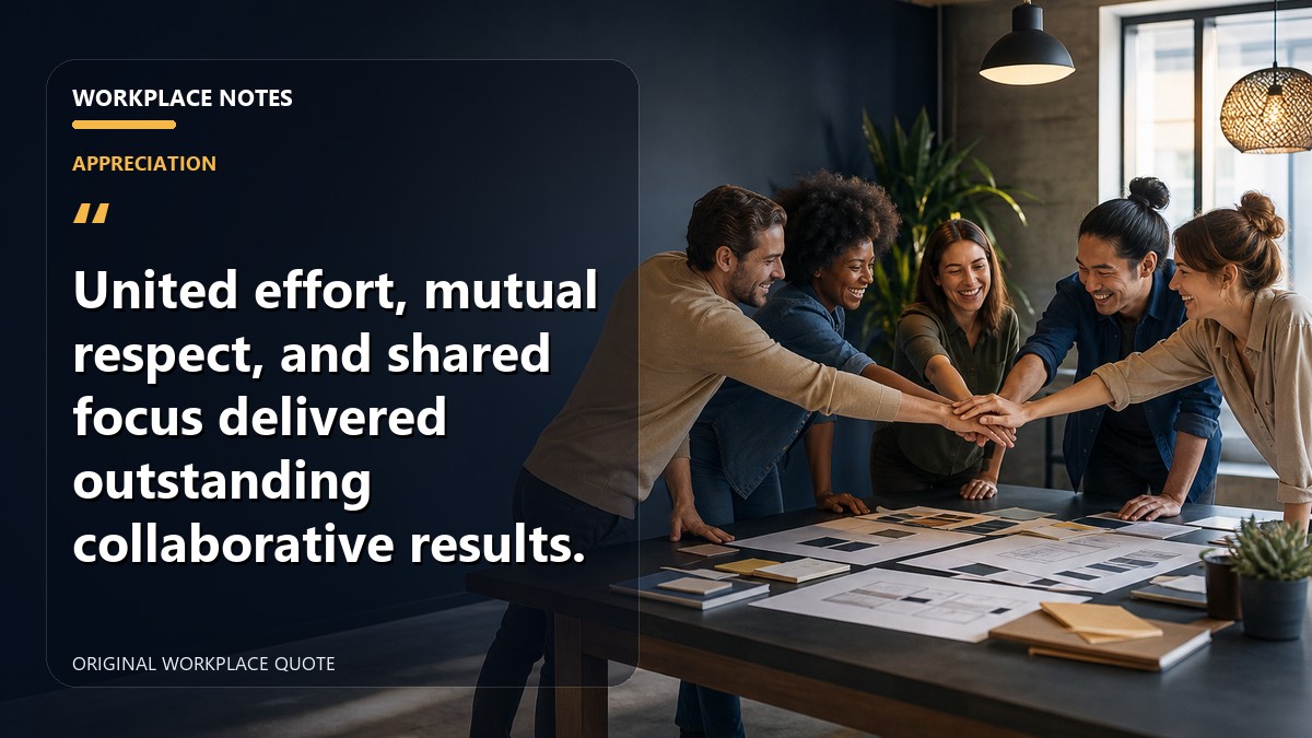 United effort, mutual respect, and shared focus delivered outstanding collaborative results.