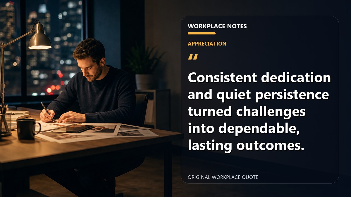 Consistent dedication and quiet persistence turned challenges into dependable, lasting outcomes.