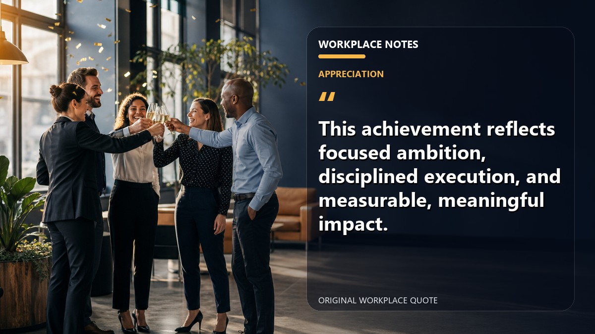 This achievement reflects focused ambition, disciplined execution, and measurable, meaningful impact.