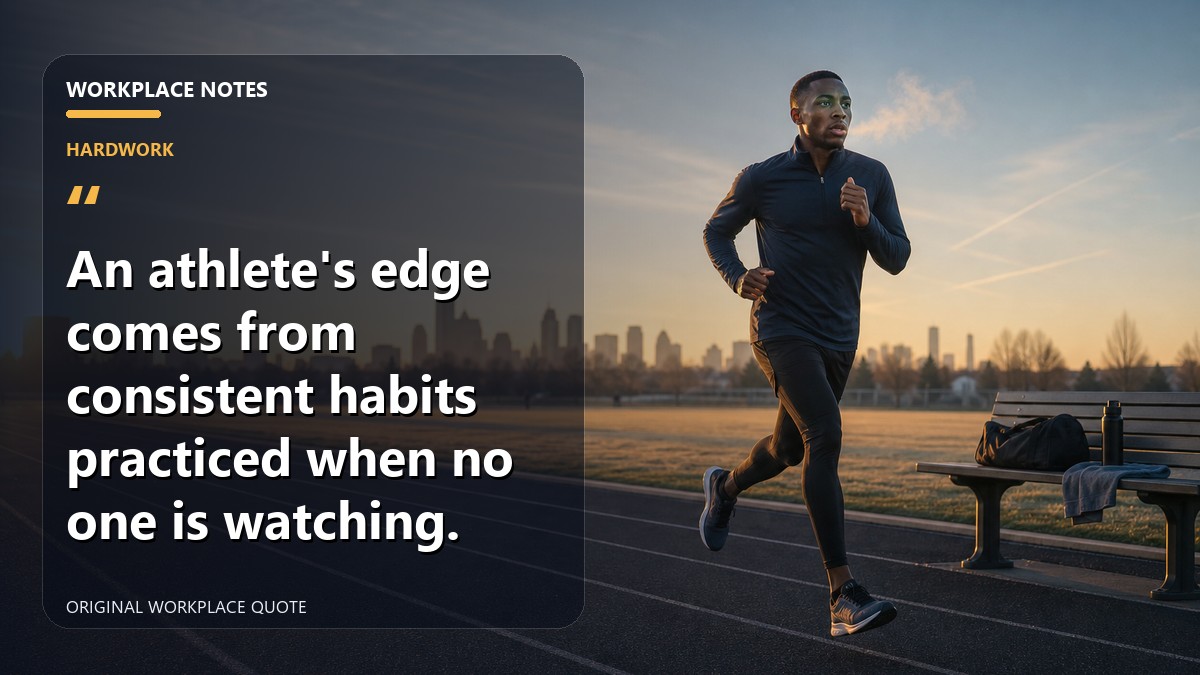 An athlete's edge comes from consistent habits practiced when no one is watching.