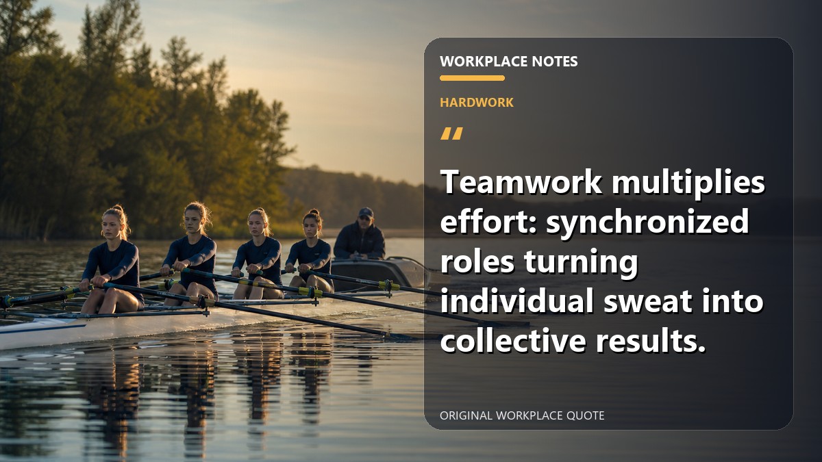 Teamwork multiplies effort: synchronized roles turning individual sweat into collective results.