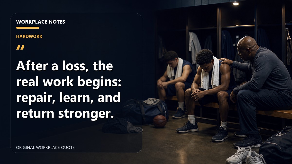 After a loss, the real work begins: repair, learn, and return stronger.