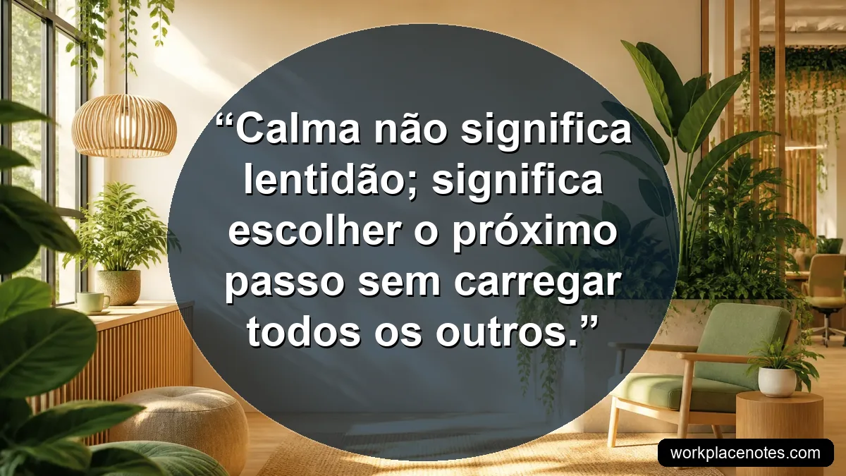 Calma não significa lentidão; significa escolher o próximo passo sem carregar todos os outros.