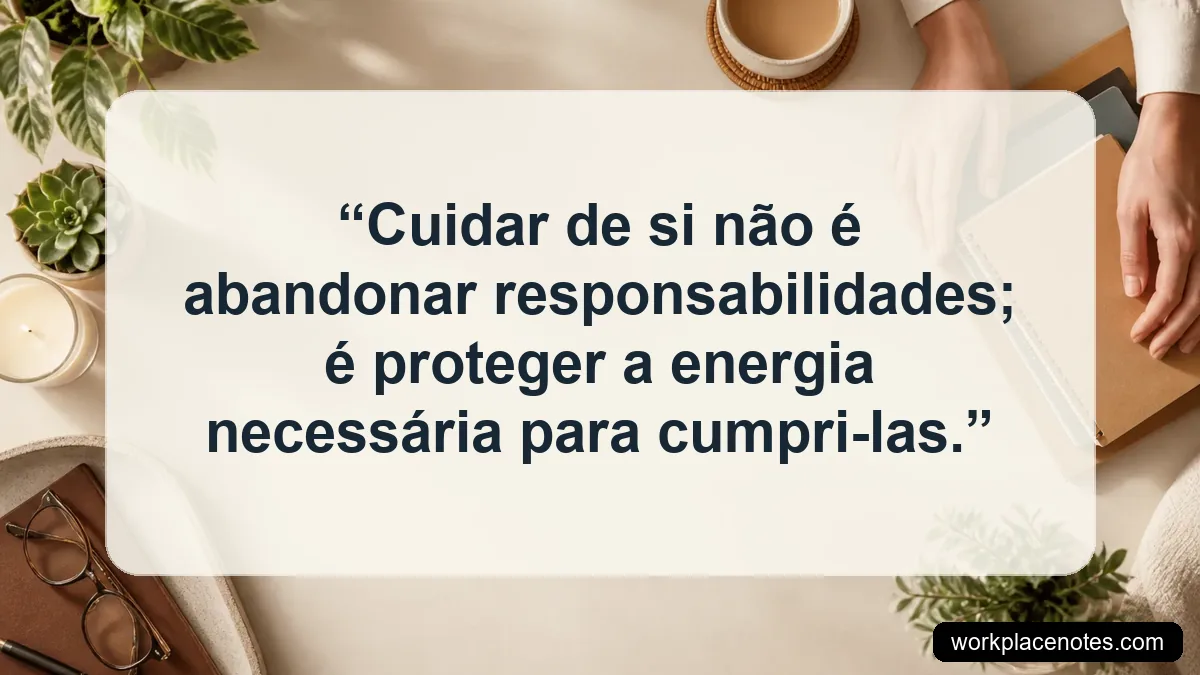 Cuidar de si não é abandonar responsabilidades; é proteger a energia necessária para cumpri-las.