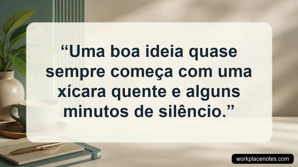 Uma boa ideia quase sempre começa com uma xícara quente e alguns minutos de silêncio.