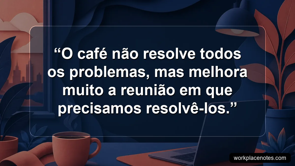 O café não resolve todos os problemas, mas melhora muito a reunião em que precisamos resolvê-los.