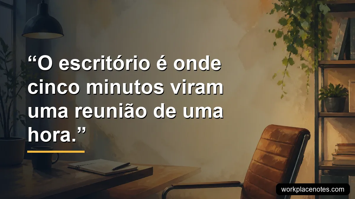 O escritório é onde cinco minutos viram uma reunião de uma hora.
