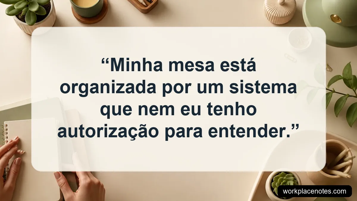 Minha mesa está organizada por um sistema que nem eu tenho autorização para entender.