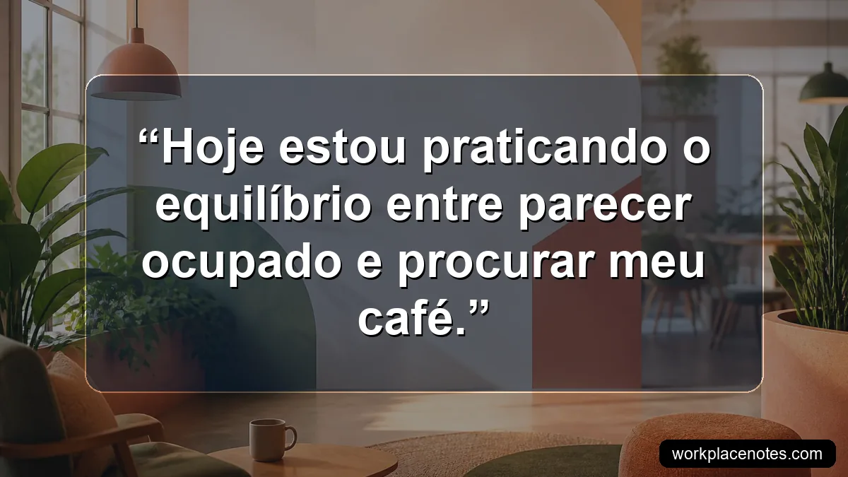 Hoje estou praticando o equilíbrio entre parecer ocupado e procurar meu café.