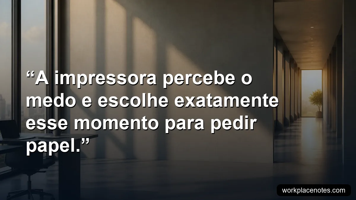 A impressora percebe o medo e escolhe exatamente esse momento para pedir papel.