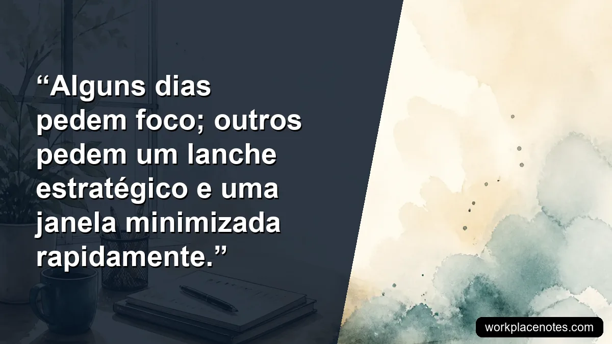 Alguns dias pedem foco; outros pedem um lanche estratégico e uma janela minimizada rapidamente.
