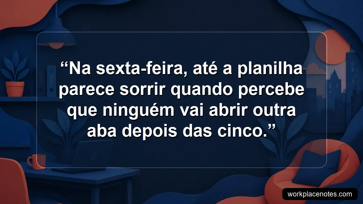 Na sexta-feira, até a planilha parece sorrir quando percebe que ninguém vai abrir outra aba depois das cinco.