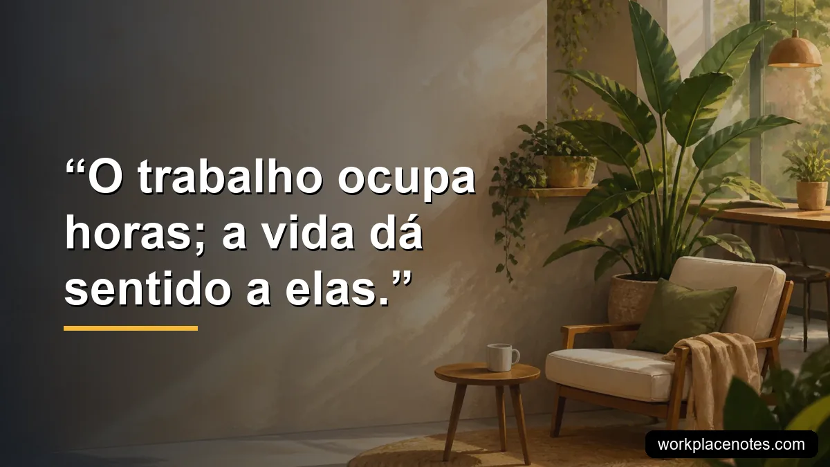 O trabalho ocupa horas; a vida dá sentido a elas.