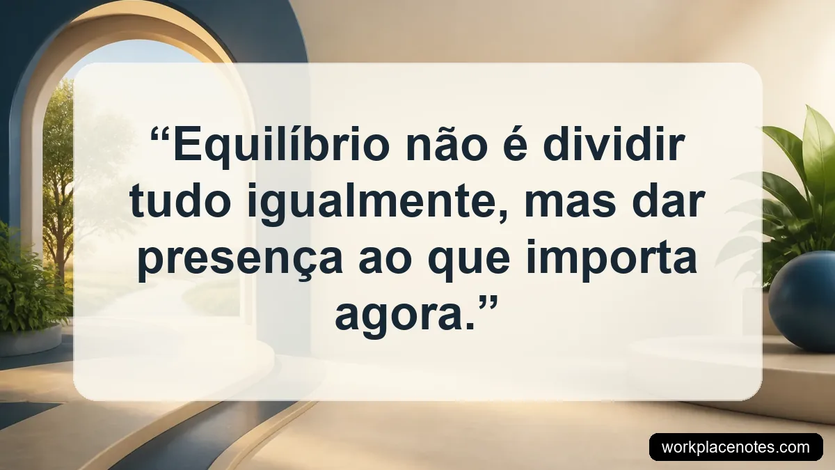 Equilíbrio não é dividir tudo igualmente, mas dar presença ao que importa agora.
