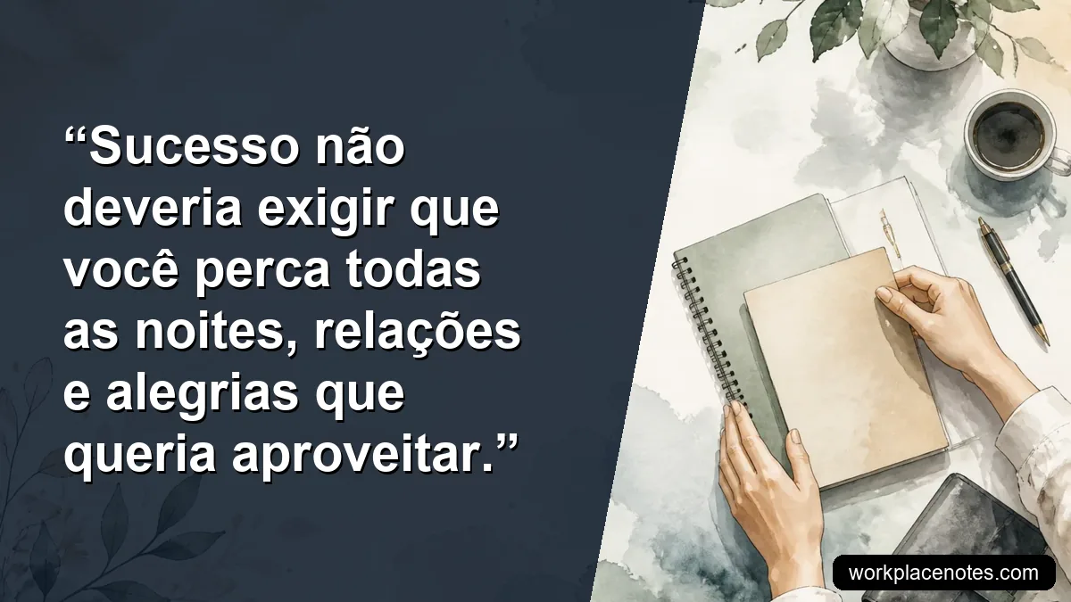 Sucesso não deveria exigir que você perca todas as noites, relações e alegrias que queria aproveitar.