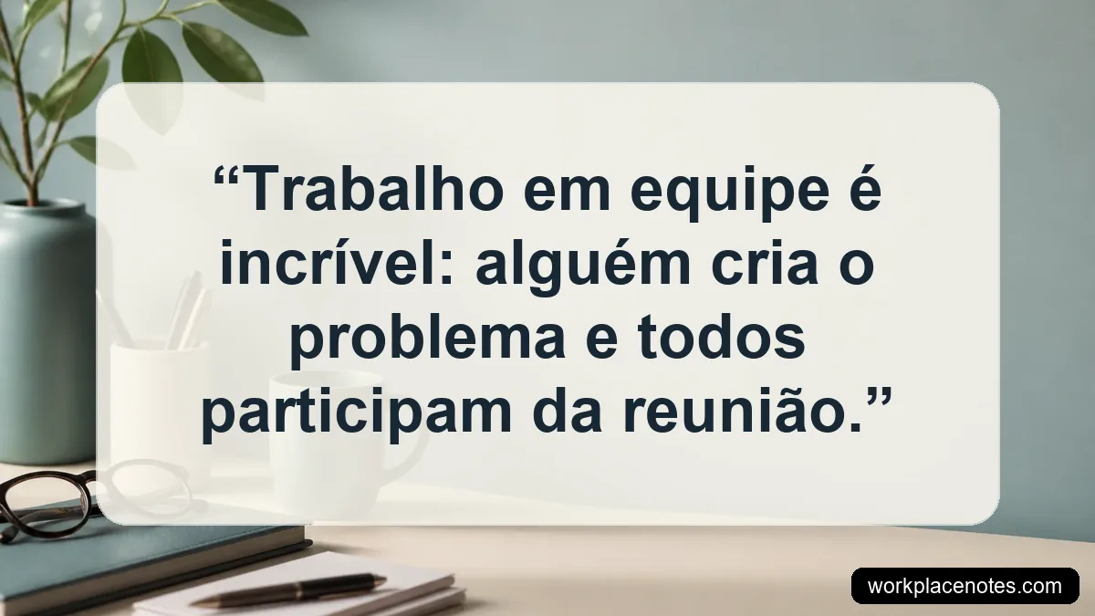 Trabalho em equipe é incrível: alguém cria o problema e todos participam da reunião.