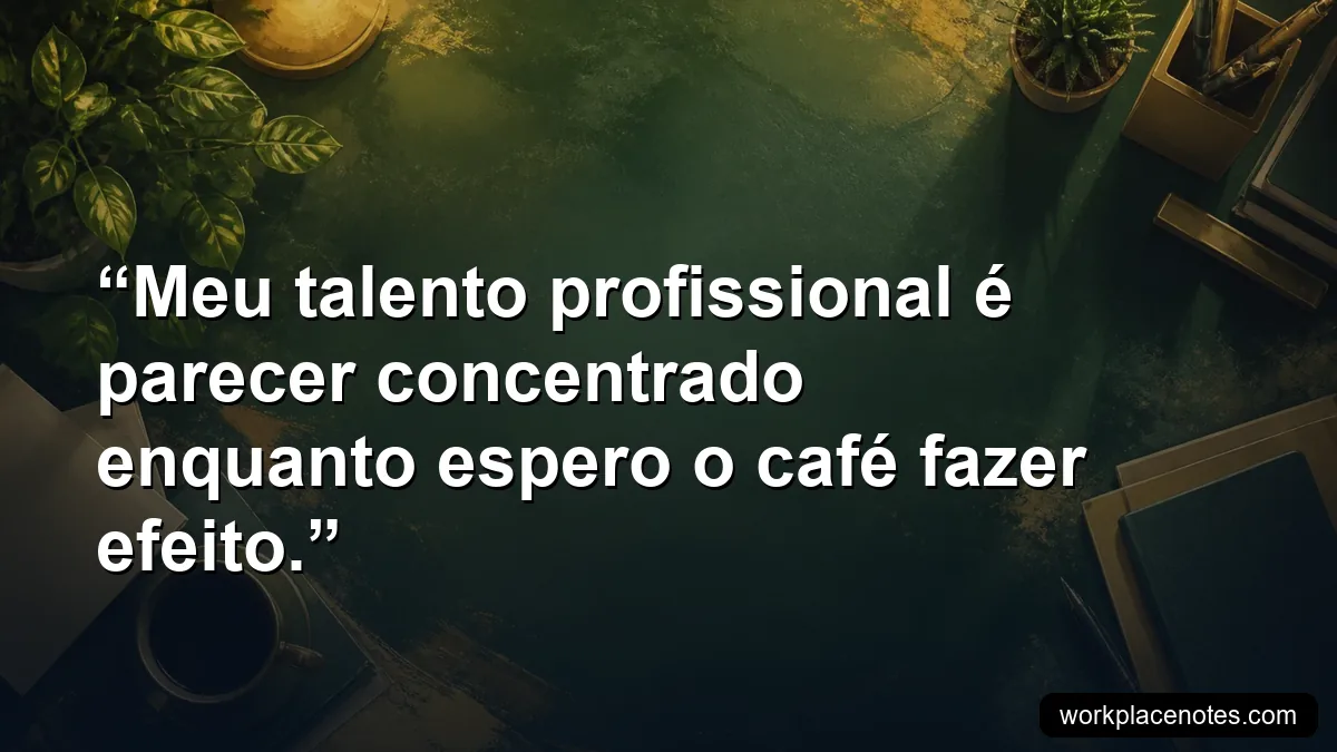 Meu talento profissional é parecer concentrado enquanto espero o café fazer efeito.
