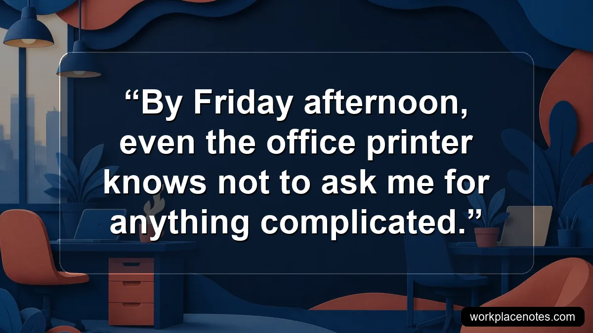 By Friday afternoon, even the office printer knows not to ask me for anything complicated.