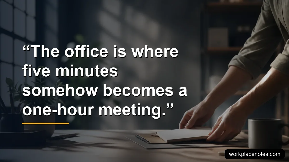 The office is where five minutes somehow becomes a one-hour meeting.