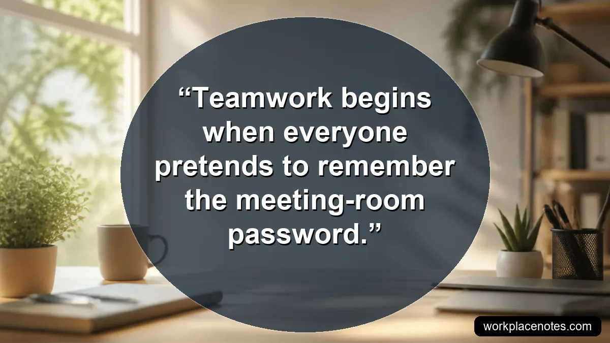 Teamwork begins when everyone pretends to remember the meeting-room password.