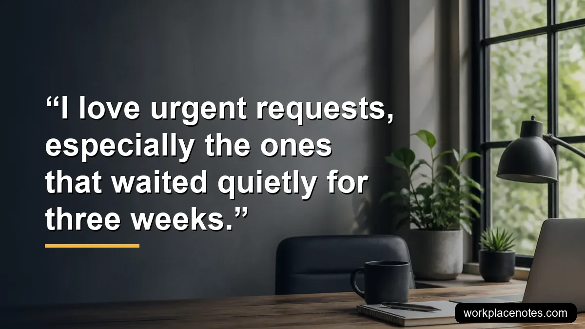 I love urgent requests, especially the ones that waited quietly for three weeks.