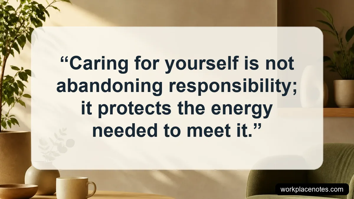 Caring for yourself is not abandoning responsibility; it protects the energy needed to meet it.